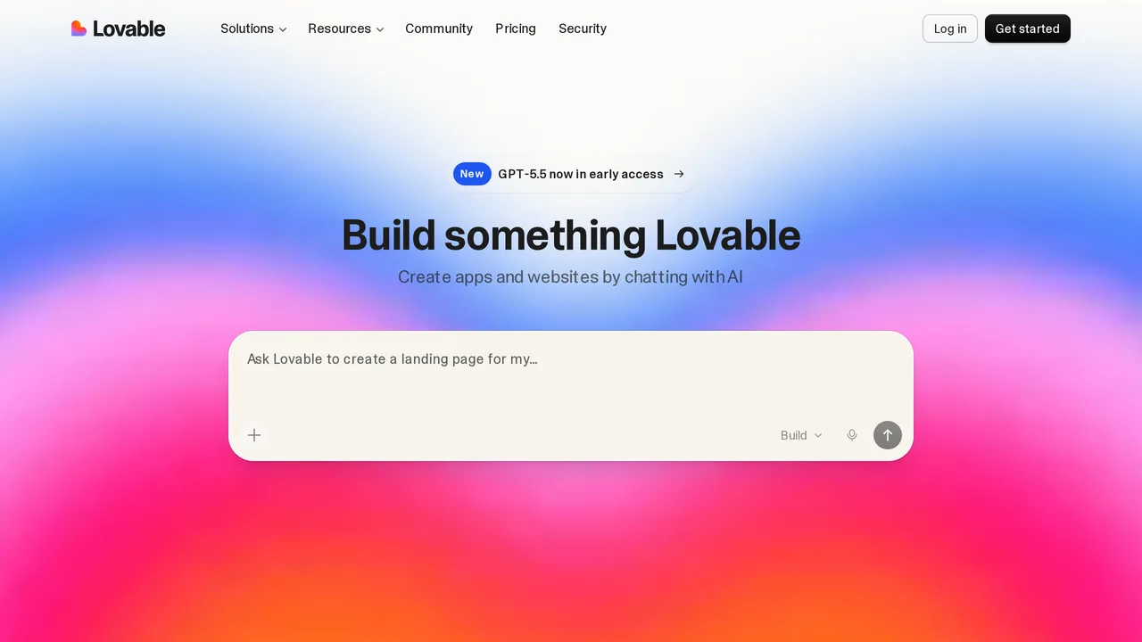 Lovable homepage, April 2026