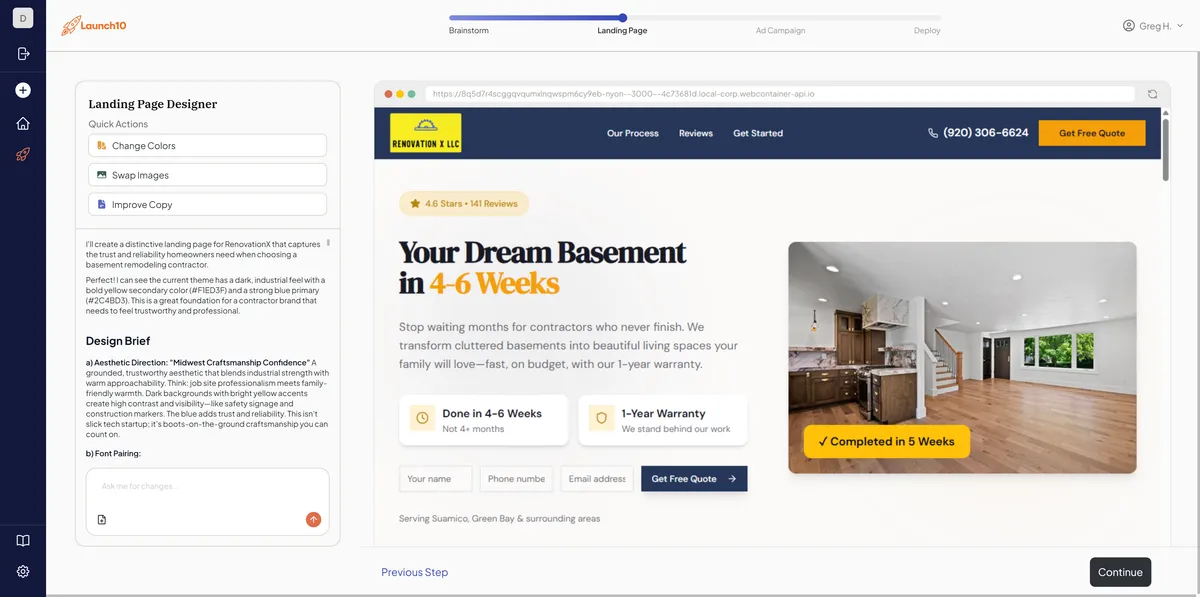 A finished landing page built by Launch10